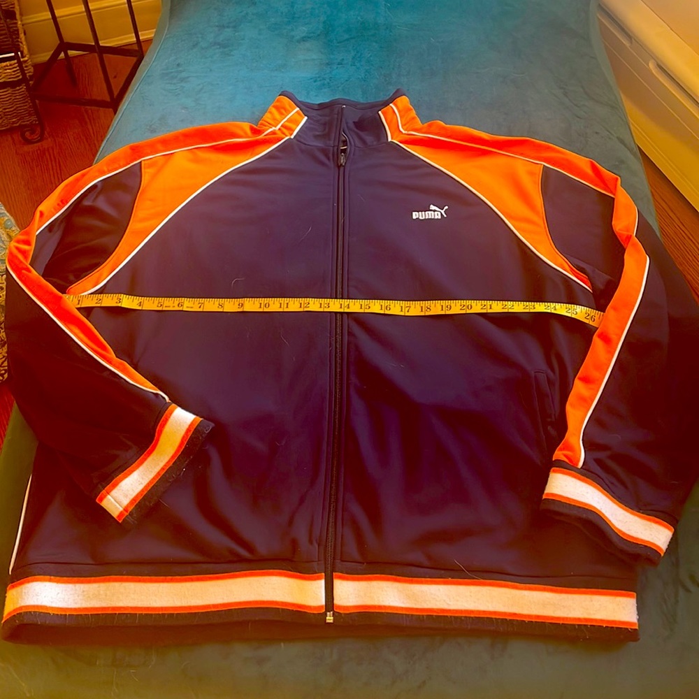 Mens XXL Puma track jacket - navy and orange with white piping